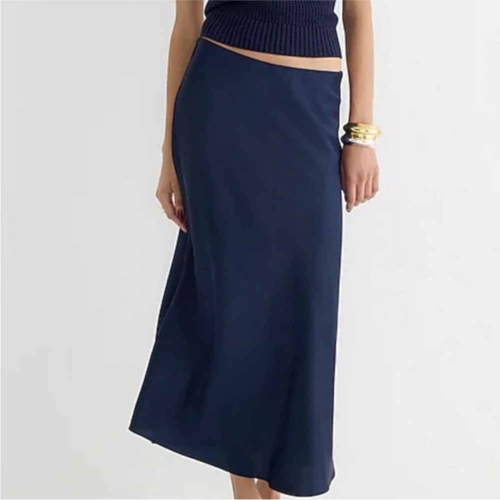 J. Crew Gwyneth Midi Slip Skirt - Navy Blue